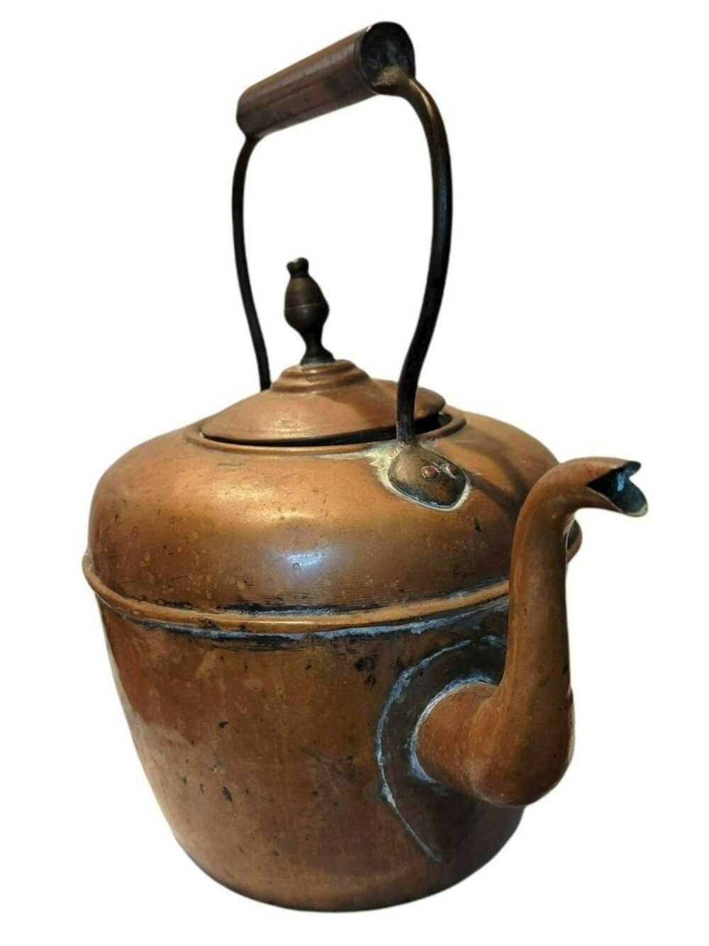 Antique Copper Teakettle English Early 20th Century Classic Handled Lidded JS408